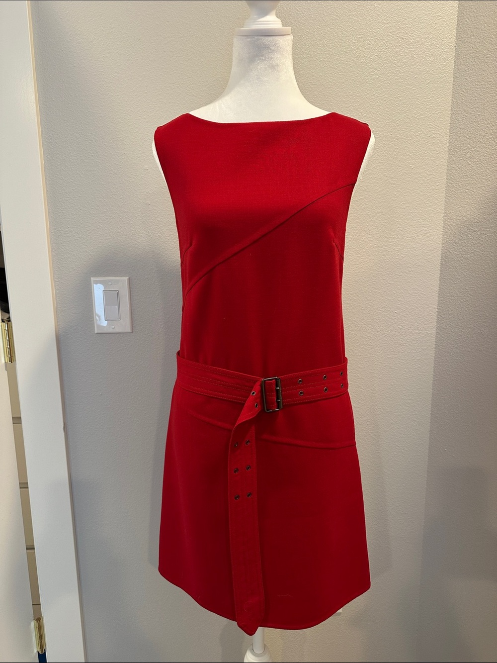 Burberry Red Wool Shift Dress